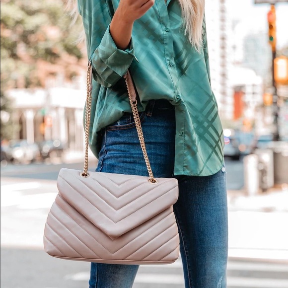 Soft Pink Quilted Crossbody Shoulder Bag - Picture 3 of 4